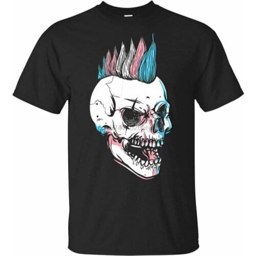 Great Cool Skull Trans Flag Pride T-shirt size S-5XL