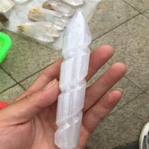 Natural crystal mineral, gypsum spiral coarse crystal rod, nitrite crystal