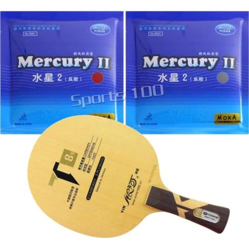 Pro Table Tennis PingPong Combo Racket Galaxy YINHE T8s with 2Pieces Mercury II Long Shakehand FL