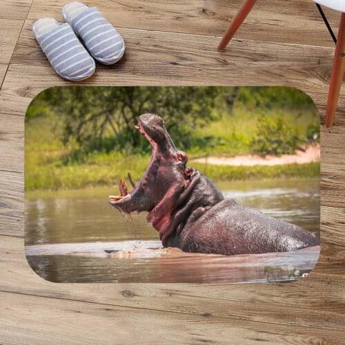 Anti-slip Door Mats Hippo Bathroom Shower Carpet Custom Bath Mat Soft Flannel DIY Doormat Absorbent Floor Rugs