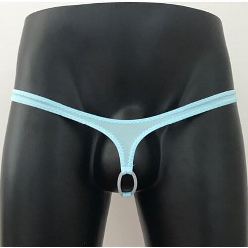 Cock Ring Thong Erotic Men Underwear Gay Penis Hole Mini Micro Male G String Low-rise Underpants Expose Cock Ring Jockstraps A50