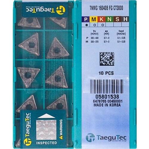 TNMG160408-FG CT3000 Original Taegutac Carbide Inserts Turning Inserts Lathe Tools 10Pcs/Lot