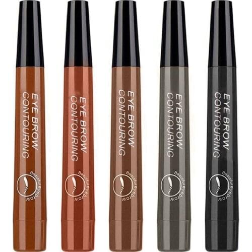 5Colors Waterproof 4 Fork Tip Eyebrow Tattoo Pencil Women Beauty Makeup Long Lasting Brown Liquid Eyebrow Pen Eye Cosmetic TSLM1