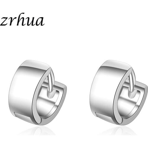 ZRHUA High Quality Silver Color Classic Circle Hoop Earrings Bridal Wedding Ceremony Propose Jewellery for Women Female