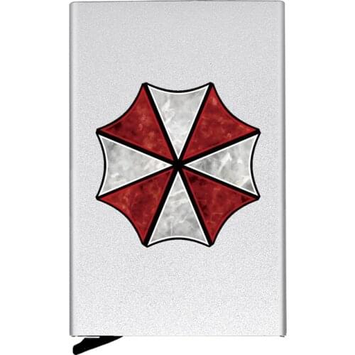 High Quality Biochemical Company Umbrella Badge Automatic Pop Up Credit Card Holder Cover Rfid Aluminum Pocket Wallet