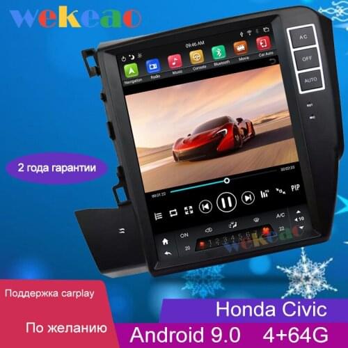 Wekeao 10.4'' Vertical Screen Tesla Style 1 Din Android 9.0 Auto Radio Automotivo For Honda civic Car DVD Multimedia Player GPS
