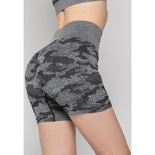 WHOUARE Women Yoga Cycling Shorts Fitness Sport Gym Essentials Short Pants High Waist Camouflage Print Women Sport Yoga Shorts