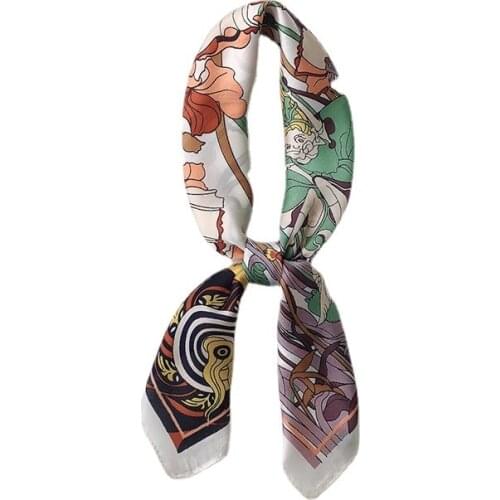 Yishine Newest 70*70cm Silk Finish Luxury Flowral Printing Women Brand Scarf Foulard Headwrap