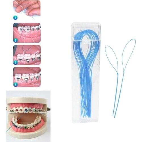 Random Color Oral Dental Floss Threader Tooth Floss Holders Between Orthodontic Braces Bridge Hilo Dental Oral Clean Toothpick