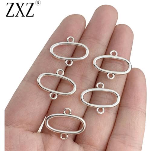 ZXZ 50pcs Tibetan Silver Hollow Open Oval Connector Charms Pendants for DIY Necklace Bracelet Earrings Jewelry Making