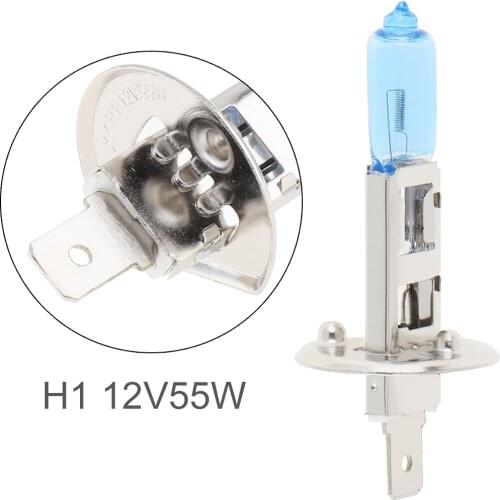 12V H1 55W 5000K White Light Super Bright Car Xenon Halogen Lamp Auto Front Headlight Fog Bulb White Light Lamp for Car Auto