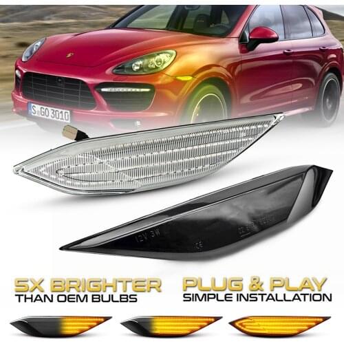2Pcs For Porsche Cayenne 958 92A 2011-2014 Car Dynamic LED Side Marker Lamps Turn Signal Indicator Light #95863107100 / 200