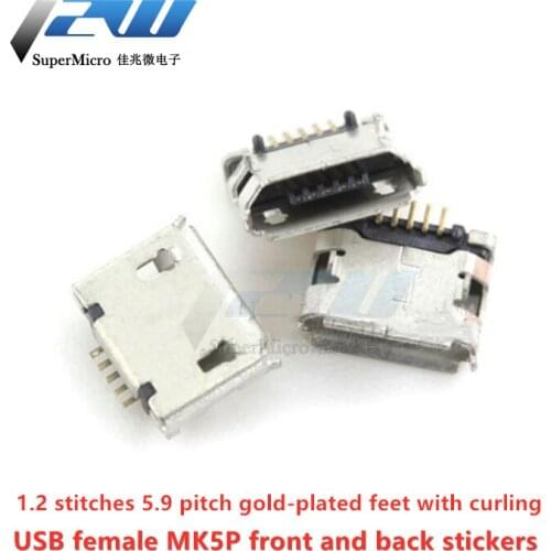 20pcs/lot Mobile phone USB female seat Micro USB female head MK5P MINIUSB patch before and after insertion