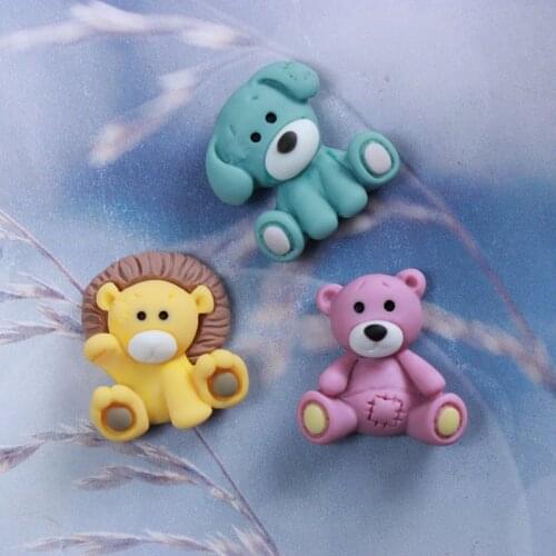 20Pcs Cartoon Cute Bear Rabbit Flatback Resin Cabochon Kawaii Animals Characters Fit Phone Decor DIY Scrapbooking Accessories