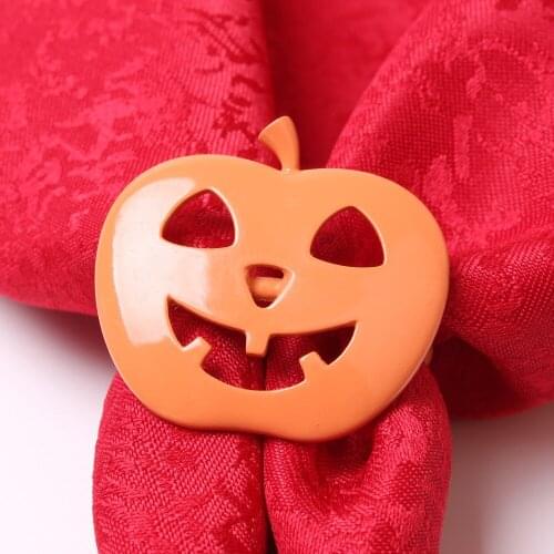 4PCS Harvest Season Pumpkin Napkins Festival Day Table Decoration Skull Pumpkin Head Napkin Ring Napkin Button