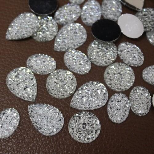 50pcs Mix Shape Round Oval Waterdrop White Crystal Resin Rhinestones Glue on Flatback no sew on rhinestones For Garments DIY