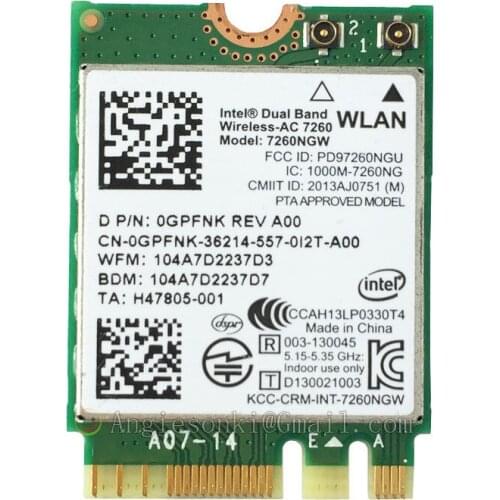 7260ngw Wifi + Bluetooth4.0 867Mbps 2.4G/5 NGFF WLAN Card For Dell Venue 11 Pro 7130/7139 3120 Inspiron 7139 intel 7260AC