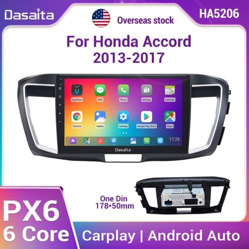 Dasaita Vivid For Honda Accord 2013 2014 2015 2016 2017 9th Gen Apple Carplay Android Auto 10.2" Car Radio GPS 1 Din Head unit