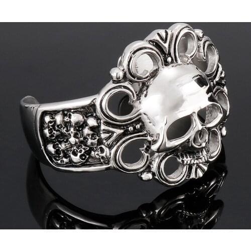 Stainless Steel Jewelry Skull Hollow Wide Face Bracelet Accessories