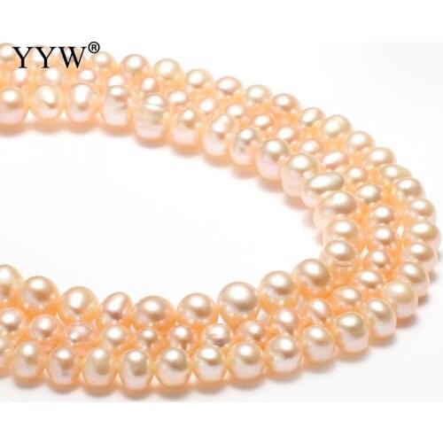 Wholesale Pearls Cultured Round Freshwater Pearl Beads Natural Pink 5-6mm 8*6cm Approx 0.8mm 15 Inch Jewelry Making DIY Necklace
