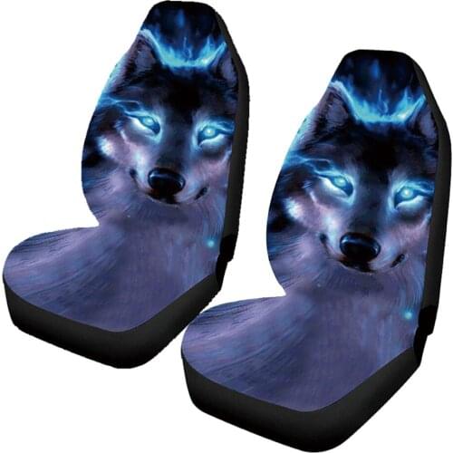 Galaxy Wolf Purple Animal Print Auto Car Front Seat Covers Fashion Design Vehicle Protector For VW Nissan qashqai j11 suzuki