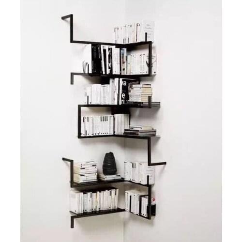 Decorative storage integrated bookcase living room wrought iron wall hanging creative bookshelf strong bearing capacity corner s