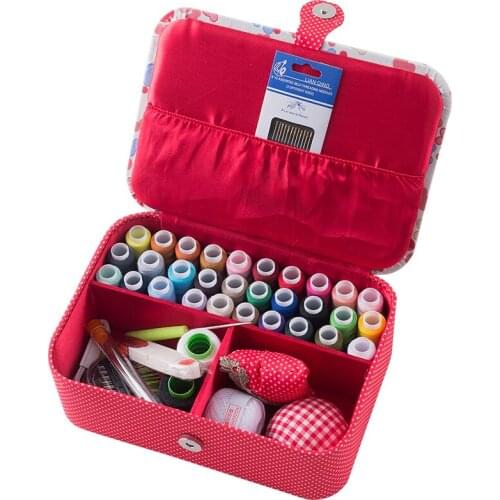 Home Accessories Wedding Fabric Sewing Box Wedding Dowry Sewing Kit 33 Stitching Needle Tape Scissor Multifunct Threads
