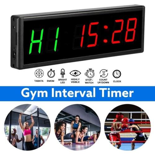 Training Timer LED Display Electronic Clock Stopwatch Interval Timer Prescise Wall Clock with Remote for Gym Fitness Training