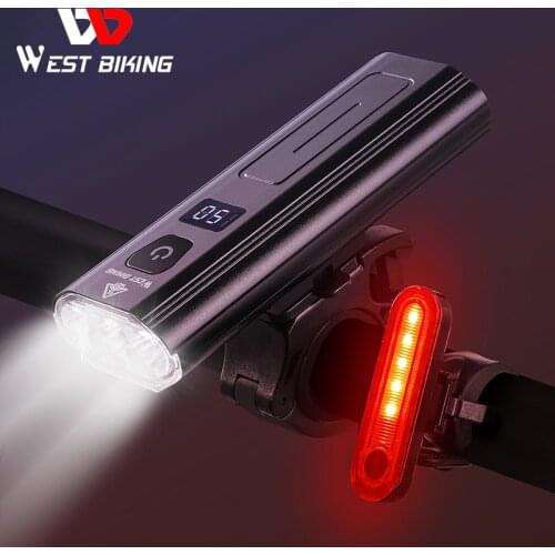 WEST BIKING 5200mAh 1200LM Bike Light 3 LED Battery Display USB Rechargeable Headlight Waterproof Cycling Front Lamp Power Bank