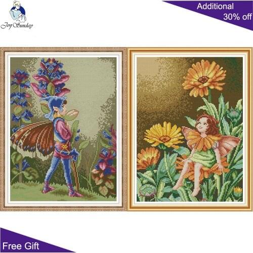 Joy Sunday Butterfly Fairy Boy And Girl Cross Stitch RA277 RA278 Counted and Stamped Home Decor Cute Fairy Cross Stitch kits