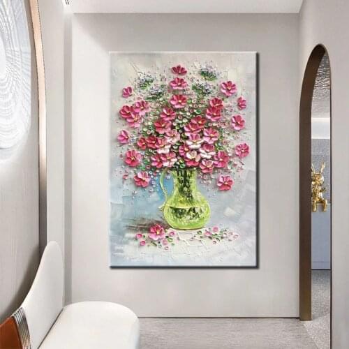 Knife Flower Art Hand Painted Oil Painting Wall Decor Canvas Artwork Floral Paintings Picture Free Shipping Unframed Hot Selling
