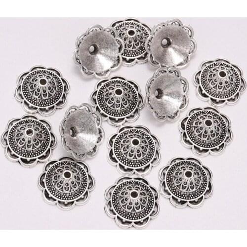 20pcs/Lot 14mm 8 Petals Receptacle Bead Caps Flower Loose Sparer End Caps For DIY Jewelry Making Findings Needlework Accessories