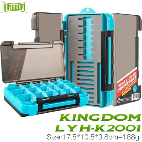 Kingdom Fishing Tackle Box Strong Double Sided Adjustable Board Plastic Box Fishing Accessories Jig Head Hooks storage Boxes