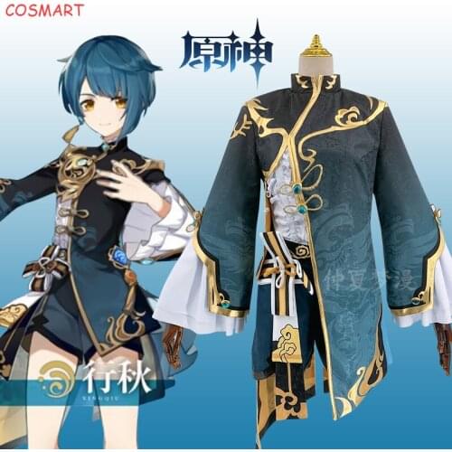 Anime Genshin Impact XingQiu Cosplay Costume Ver. Battle Game Suit Uniform XING QIU Halloween Outfit For Women 2020 New