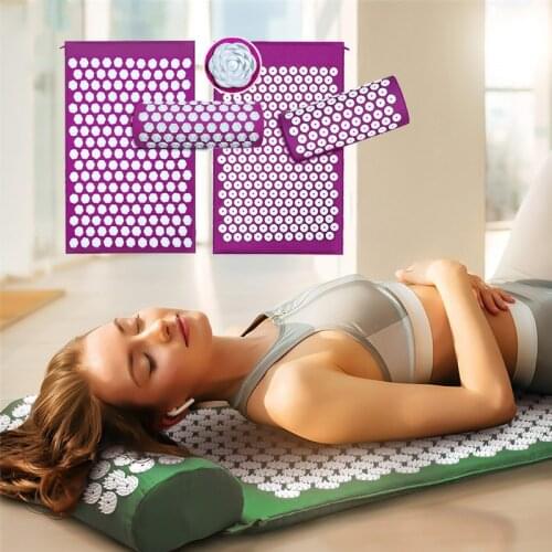 Massager Cushion Massage Yoga Mat Acupressure Relieve Stress Back Body Pain Spike Mat Acupuncture Massage Yoga Mat with Pillow
