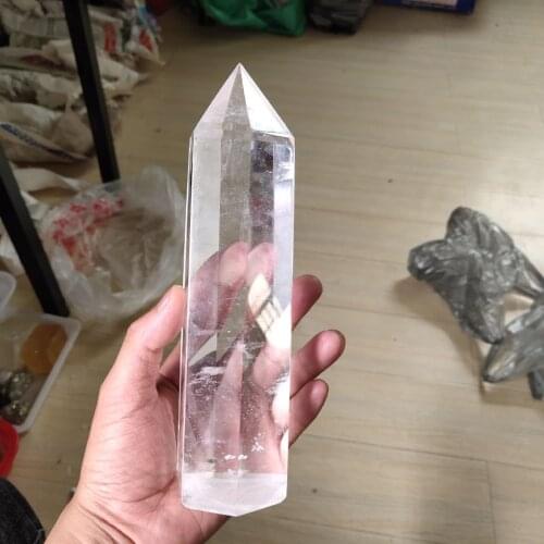 1pcs Beautiful high temperature white fused crystal smelted stone crystal column obelisk quartz point sample healing reiki decor