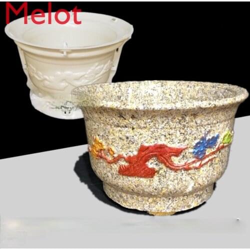 Round Cement Flower Pot Mold Orchid Bonsai Plant Green Plant Garden Size Plastic Grinding Self-Made Flower Pot Artifact