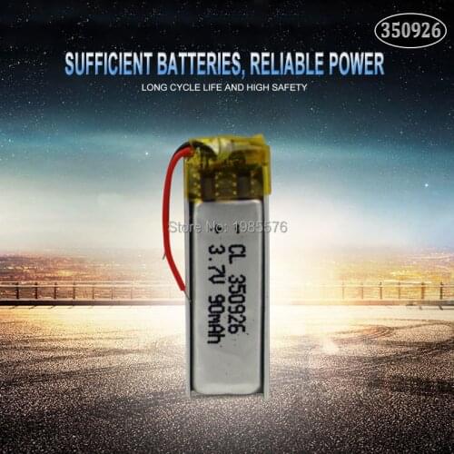 3.7v 90mah 350926 Lithium li ion Polymer rechargeable battery for player MP3 MP4 MP5 GPS DVD tablet Bluetooth camera li-po cell