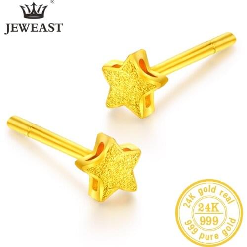 LKL 24K Pure Gold Earring Real AU 999 Solid Gold Earrings Nice Good Upscale Trendy Fine Jewelry Hot Sell New 2020