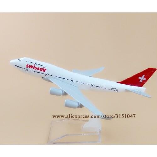 16cm Swiss Air Boeing 747 B747 Airlines Plane Model Alloy Metal Diecast Model Airplane Airways Aircraft Gift