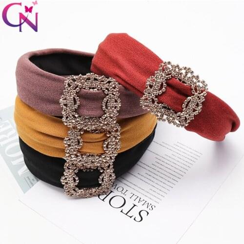 Fashion Wide Square Diamond Hairbands Girl Crystal Multi Color Hair Accessories Shiny Rhinestone Jewel Headbands Hair hoop