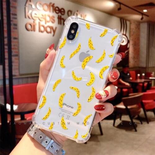 Jaomax Soft Silicone Shockproof Yellow Banana Smile Phone Cases For iPhone 11 8 7 Plus Xs Max 5 SE 6S Plus Xr Covers