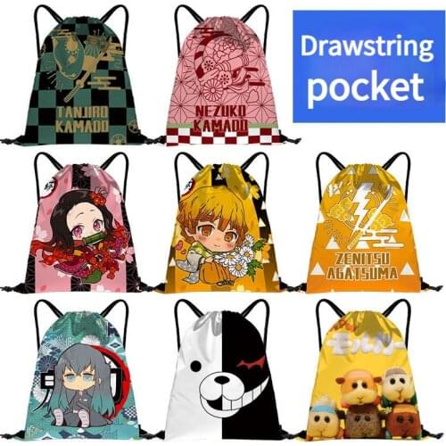 Demon Slayer aterproof Travel Drawstring Storage Bags Underwear Cosmetic Organizer Toiletry Bag Case Travel Clothes Packing
