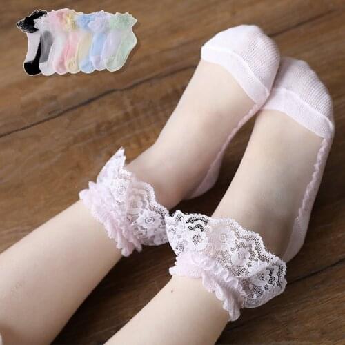 New Kids Socks Mesh Lace Flower Girls Socks Fish Ruffle Frilly Ankle Short Sock Breathable Princess Baby Girl Sock