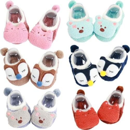 First Walkers New Toddler Newborn Baby Crawling Shoes Boy Girl Lamb Slippers Prewalker Trainers Fur Winter Animal Ears