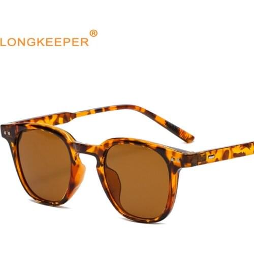 LongKeeper Fashion Square Leopard Brown Sunglasses Women Brand Designer Square Sun Glasses Female UV400 Protection lentes de sol