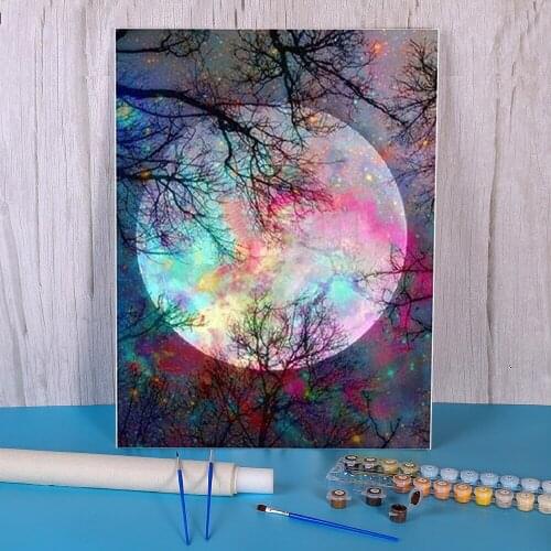 Landscape Moon DIY Paint By Numbers Complete Kit Oil Paints 40*50 Oil Painting Wall Decoration Children Handiwork Drawing
