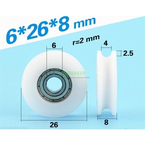 6*26*8mm U groove plastic sheave plastic bearing pulley POM roller 4mm line diameter track wheel