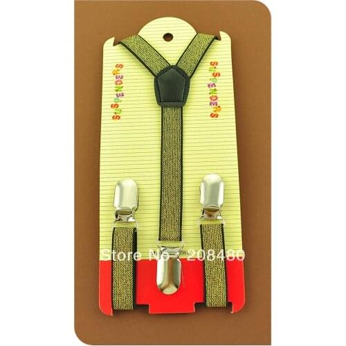 KIDS Suspenders 1.5cm wide "Gold Glitter" CHILDREN BOYS GIRLS Suspender For Trousers Elastic Braces Slim Pants Holder Y-Back Top