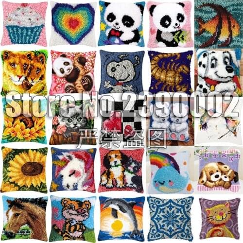 Panda dog scorpion embroidery pillow latch hook rug kit carpet sale sets cross-stitch pillows do it yourself diy rugs pillowcase